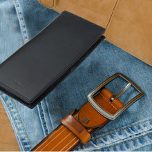 Carica l'immagine nel visualizzatore di Gallery, VISOUL Portafoglio Lungo in Vera Pelle da Uomo con Blocco RFID, Portafogli Verticale da Uomo Portafoglio Slim Bifold con 3 Scomparti Banconote e 12 Slot per Carte credito (Nero)