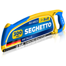 Carica l'immagine nel visualizzatore di Gallery, S&amp;R Seghetto ad Arco Professionale per Metallo 300mm - Lama Bimetallica Ultra Resistente, Taglio di Ferro e Alluminio, M