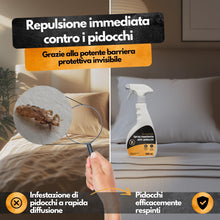 Carica l'immagine nel visualizzatore di Gallery, Spray Antipidocchi - 500 ml - Spray antipidocchi per tessuti e mobili - Protezione con estratto di eucalipto e crisantem