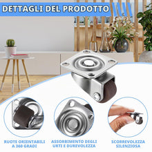 Carica l'immagine nel visualizzatore di Gallery, 8 Rotelle Girevoli a 360 Gradi per Mobili - 25 mm, Universali da Spiaggia, Mini Ruote Pesanti da Incollare o Avvitare