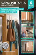 Carica l'immagine nel visualizzatore di Gallery, 4smile Appendiabiti da Porta, Bianco - 6 x Acciaio Inox Attaccapanni - Gancio Porta con Elevata Capacità di Carico, Vers