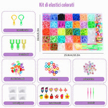 Carica l'immagine nel visualizzatore di Gallery, Set da 2500+ elastici per braccialetto, scatola con 40 scomparti, kit DIY con perline, ciondoli, uncinetti – kit braccia