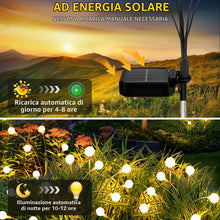 Carica l'immagine nel visualizzatore di Gallery, Luci solari per giardino esterno, confezione da 4 8 luci a LED a energia solare, per esterni, altezze aggiornate, modali