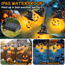 Carica l'immagine nel visualizzatore di Gallery, Fohil Halloween Decorazioni di Zucca, 2 Pezzi 16LED Lampade Solari Esterni, Luci Decorative per Halloween, Lanterna di Z
