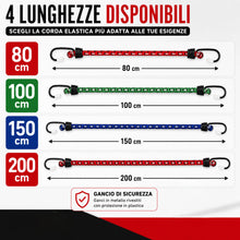 Carica l'immagine nel visualizzatore di Gallery, Bottari Corde Elastiche 200 cm con Gancio di Sicurezza, 2 Pezzi