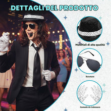 Carica l'immagine nel visualizzatore di Gallery, Cappello con Paillette, Costumi per Maschera, Set di Costume da 5 Pezzi da Donna con Cappello, Guanti, Occhiali, Microfo