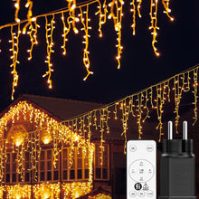 Carica l'immagine nel visualizzatore di Gallery, BESCOST Cascata luminosa 400 LED 10 m bianco caldo con telecomando e timer
