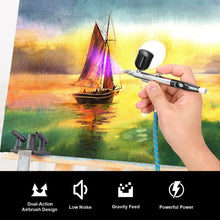 Carica l'immagine nel visualizzatore di Gallery, Kit Aerografo a Doppia Azione – Pistola Airbrush con Ugelli da 0,2mm/0,3mm/0,5mm, Tazze da 10cc/20cc/40cc, Tubo Aria e Set di Pulizia – Perfetto per Pittura, Nail Art e Tatuaggi