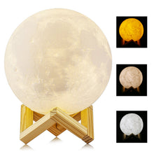 Carica l'immagine nel visualizzatore di Gallery, Lampada Luna 3D Stampata, ALED LIGHT Piena Lampada Moon Luna con Diametro 15cm, 3 Colori, Ricarica USB Decorativo LED Lu