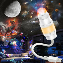 Carica l'immagine nel visualizzatore di Gallery, Proiettore Stelle Soffitto, 2 In 1 USB Galaxy Projector Night Light (6 Films)