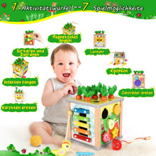 Carica l&#39;immagine nel visualizzatore di Gallery, Cubo di Abilità Motorie in Legno, 7 in 1 Montessori Cubo Multiattività, Cubo di attività in Legno,Giocattolo per attività in Legno,Giochi Educativi, Giochi Bambini, Natale Compleanno Regalo 1 2 3