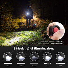 Carica l'immagine nel visualizzatore di Gallery, Lepro Torcia LED Potente, Zoomabile, 5 Modalità di Luce