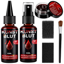 Carica l'immagine nel visualizzatore di Gallery, Sangue Finto Halloween Kit - Lavabile Fake Blood per Trucchi Halloween