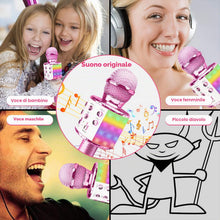 Carica l'immagine nel visualizzatore di Gallery, Microfono Karaoke Bluetooth per Bambini, Wireless con LED Flash &amp; Cambia Voce, Altoparlante Integrato Portatile, Compati