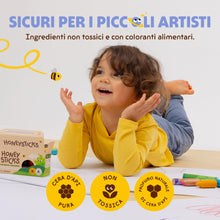 Carica l'immagine nel visualizzatore di Gallery, Honeysticks Pastelli 100% Pura Cera d'Api (Confezione da 12 Pezzi)