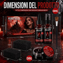 Carica l'immagine nel visualizzatore di Gallery, Sangue Finto Halloween Kit - Lavabile Fake Blood per Trucchi Halloween