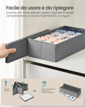 Carica l'immagine nel visualizzatore di Gallery, SONGMICS Organizer Cassetti Pieghevole, Set di 4, 40 x 17 x 10 cm
