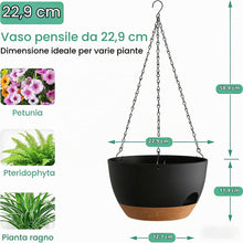 Carica l'immagine nel visualizzatore di Gallery, 2 Pezzi Vasi da Appendere Ø24CM – Vasi Sospesi Autoirriganti in Plastica con Fori di Drenaggio e Sottovaso Rimovibile, V