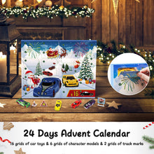 Carica l'immagine nel visualizzatore di Gallery, Calendario Avvento 2024, Calendario dell'Avvento per Bambini 3-12 Anni, Calendario per il Conto alla Rovescia di 24 Giorni Natale Regalo con 16 Macchinine, Mappa e 6 Personaggi dei Cartoni Animati