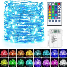 Carica l'immagine nel visualizzatore di Gallery, Ghirlanda di luci a LED con batteria, per interni, 50 LED, 16 colori cangianti, RGB, luci super luminose con telecomando