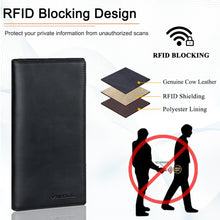 Carica l'immagine nel visualizzatore di Gallery, VISOUL Portafoglio Lungo in Vera Pelle da Uomo con Blocco RFID, Portafogli Verticale da Uomo Portafoglio Slim Bifold con 3 Scomparti Banconote e 12 Slot per Carte credito (Nero)