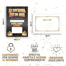 Carica l'immagine nel visualizzatore di Gallery, 12 Gratta e Vinci Personalizzato Gioco Compleanno - La Lotteria del 30enne - Bigliettini Grattabili Per Intrattenere Gli