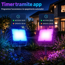 Carica l'immagine nel visualizzatore di Gallery, 2 Pezzi 24V Faretto LED da Esterno RGB con Picchetto, 30W, IP66