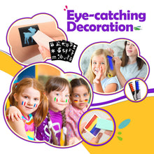 Carica l'immagine nel visualizzatore di Gallery, Truccabimbi Kit - 28 Colori Truccabimbi Kit Anallergici Atossici Professionali con 3 Pennelli 30 Stencil Regalo Bambina 3 4 5 6 7 8 9 Anni- Trucca Bimbi Viso Bambini per Halloween, Carnevale, Pasquale