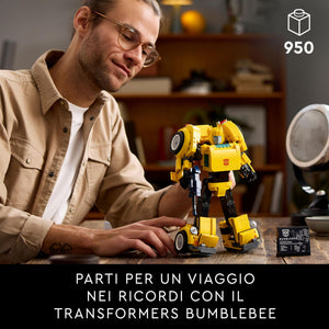 LEGO Icons Transformers Bumblebee Action Figure Robot da Collezione, Kit Modellismo da Costruire per Adulti a Tema Cinematografico Convertibile in Modalità Veicolo, Regalo per Uomo o Donna 10338