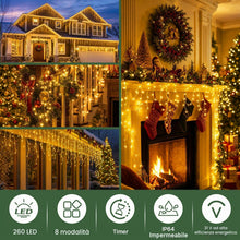 Carica l'immagine nel visualizzatore di Gallery, Hoteril 10M Tenda Luminosa Natale, LED Cascata Luci Esterna Interno