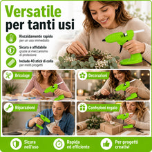 Carica l'immagine nel visualizzatore di Gallery, Pistola Colla a Caldo Senza Fili, Batteria Ricaricabile 2600mAh, Include 40 Stick di Colla 7mm, 6 Protezioni in Silicone