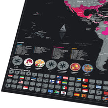 Carica l'immagine nel visualizzatore di Gallery, Mappa del Mondo da Grattare XXL - 70 x 42 cm - 25 Piatti e 197 Bandiere - Poster da Grattare dei Paesi Visitati con Piatti, Luoghi e Graffi - Mappa da Parete Regalo di Viaggio