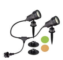 Carica l'immagine nel visualizzatore di Gallery, BRILONER - Set di 2 lampade da esterni con 2 lampadine LED GU10 3 W 250 lm, con filtro di colore arancione, verde, con p