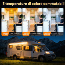 Carica l'immagine nel visualizzatore di Gallery, 12V Lampada da Soffitto LED Camper 3 CCT 2700K/4000K/6000K Commutabile e Dimmerabile Plafoniera per Auto Caravan Barca Y