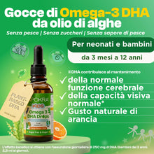 Carica l'immagine nel visualizzatore di Gallery, APOKRA Kids Omega 3 Gocce – DHA vegano da olio di alghe per lattanti e bambini dai 6 mesi – 250 mg DHA (dai 2 anni) – se