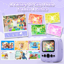 Carica l'immagine nel visualizzatore di Gallery, CalineGam Macchina Fotografica Bambini Istantanea, 2.0 Pollici Fotocamera Digitale Bambini con 32GB Scheda e Carta Fotografica, Regali di Natale Compleanno per 4 5 6 7 8 9 10 Ragazze Ragazzi (Viola)
