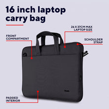 Carica l'immagine nel visualizzatore di Gallery, Trust Bologna Slim Eco Borsa per Laptop fino a 16", Borsa per Laptop Sostenibile in Plastica Riciclata, con Tracolla, Custodia per Viaggio, Lavoro, Ufficio, Scuola