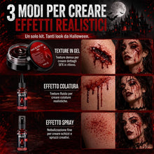 Carica l'immagine nel visualizzatore di Gallery, Sangue Finto Halloween Kit - Lavabile Fake Blood per Trucchi Halloween
