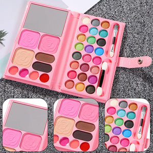 AYNKH Set di trucchi per ragazze, 33 colori, giocattoli per il trucco per bambini, atossici, con 8 pennelli lavabili, spettacoli teatrali, Halloween, feste di compleanno, set di bellezza regalo