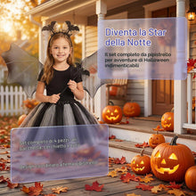 Carica l'immagine nel visualizzatore di Gallery, Costume da pipistrello di Halloween per bambini, 4 pezzi, con cerchietto, ali e tutù, ideale per bambine da 3 a 10 anni,