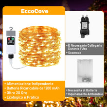 Carica l'immagine nel visualizzatore di Gallery, EccoCove 2 Pezzi Lucine LED Decorative - Ricaricabile 1200mAh 10M 100LED Luci Albero di Natale Impermeabile Luci Natale con Telecomando Luminarie Natalizie per Interno Esterno Addobbi Natalizi Luci