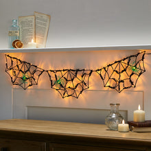 Carica l'immagine nel visualizzatore di Gallery, Lights4fun Ragnatela Luminosa di Halloween con 60 LED Ambra a Pile per Esterni