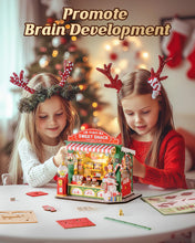 Carica l'immagine nel visualizzatore di Gallery, ROBOTIME Kit Casa delle Bambole in Miniatura DIY-Casa di Dolci di Natale, Kit Modello in Legno con Luci LED, Modellismo da Costruire Adulti, Decorazione per la Casa e Regalo di Natale