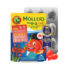 Carica l'immagine nel visualizzatore di Gallery, Moller’s ® | Omega 3 Per Bambini | Olio di pesce omega-3 naturale | Con DHA ed EPA, Senza glutine, lattosio o zuccheri a
