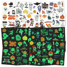 Carica l'immagine nel visualizzatore di Gallery, ACWOO Tatuaggi Temporanei per Bambini, 10 Fogli Luminosi Halloween Tatuaggi Set, Halloween Impermeabile Temporaneo Tattoos per Compleanno Regalo Festa di Halloween Cosplay Decorazioni
