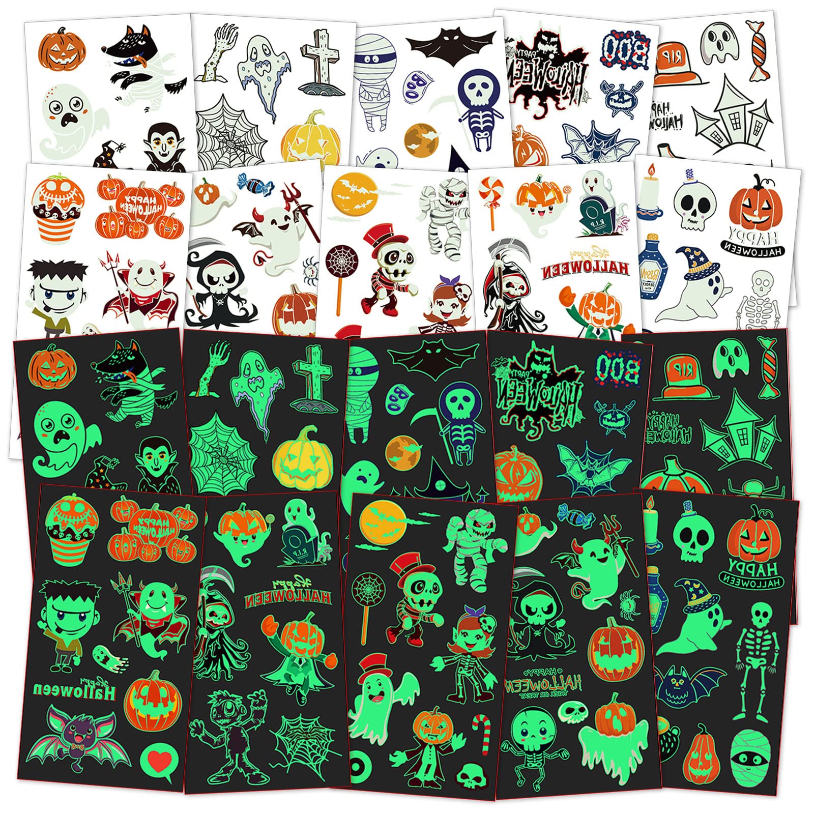 Altri Accessori Tatuaggi 30 Pezzi Set Adesivo Tatuaggio Temporaneo Di Halloween