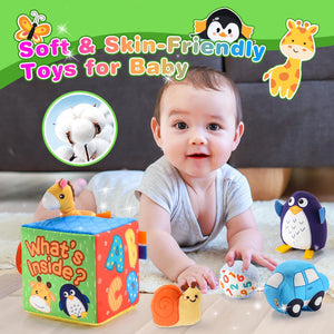 HappyGoLucky Giochi Neonato 0-12 Mesi, Giochi Sensoriali per Neonati Regali Natale Bambini Giochi Montessori 6 Mesi Giochi per Neonati 0-3 Mesi Animali Giocattolo per Bambini Regalo Bambino