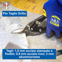 Carica l'immagine nel visualizzatore di Gallery, S&amp;R Cesoie per Lamiera Professionali 250 mm, Forbici per Lamiera, Cesoie per Cartongesso - TAGLIO DRITTO - Lame Lunghe 3