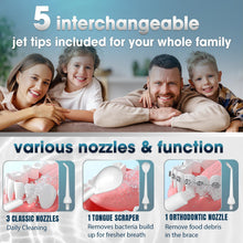 Carica l'immagine nel visualizzatore di Gallery, Idropulsore Dentale Portatile, Irrigatore Orale Professionale 4 Modalità e 5 Ugelli di Ricambio con rotazione di 360 °, Ricaricabile USB, IPX7 Impermeabile, Adatto a viaggio e a casa