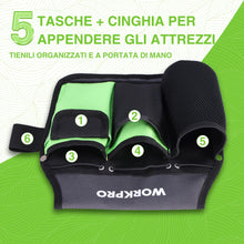 Carica l'immagine nel visualizzatore di Gallery, WORKPRO Cintura da Giardinaggio, Borsa Attrezzi da Giardino con 5 Tasche e Cintura Regolabile, Borsa da Giardinaggio per